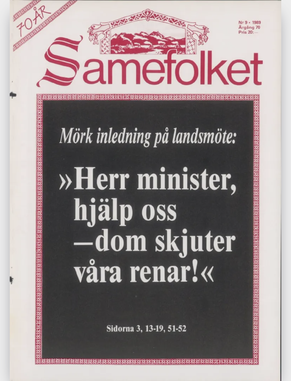 Omslag Samefolket nummer 9 1989